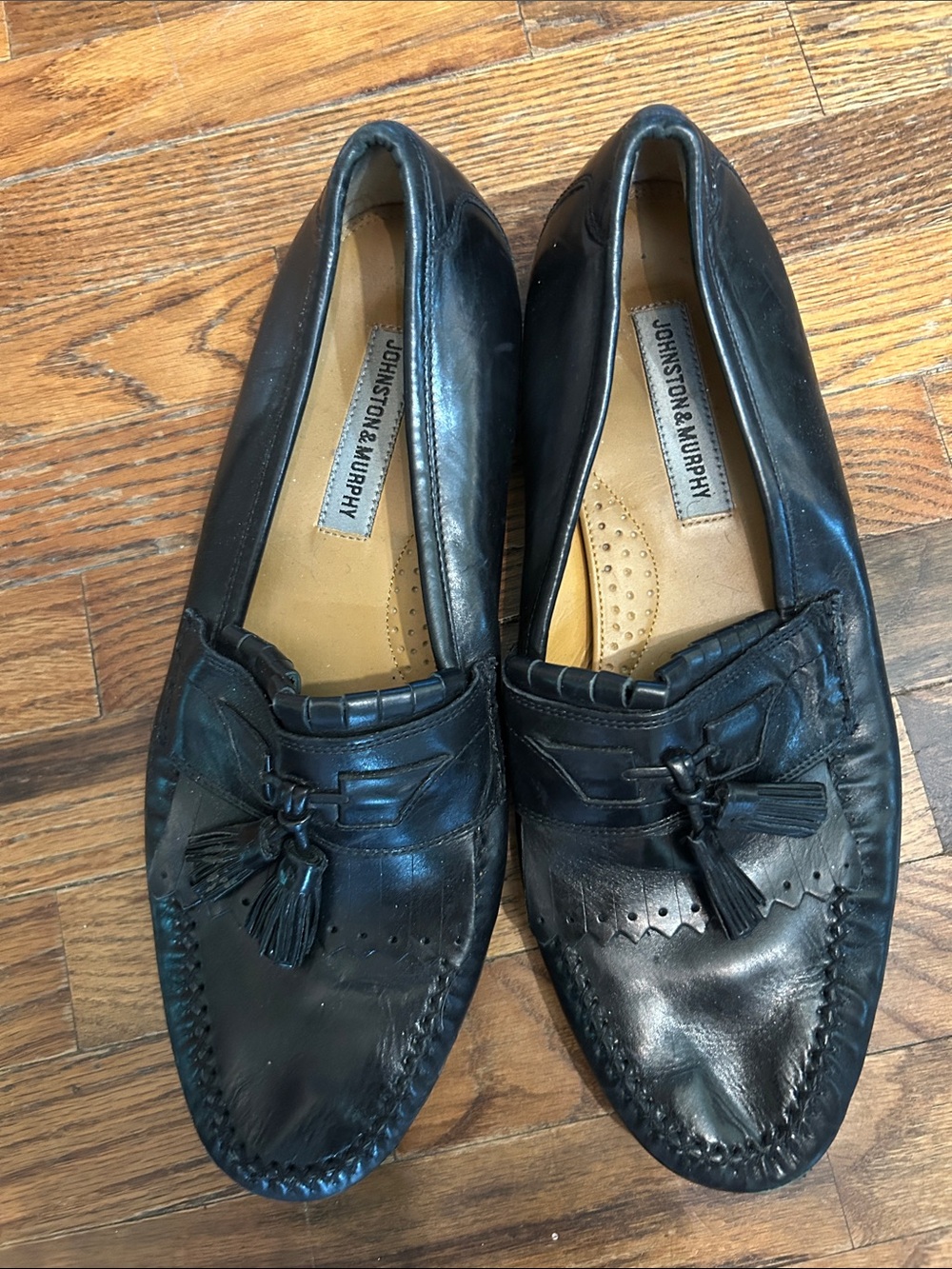 Johnston & Murphy Black Leather Tassel Loafers